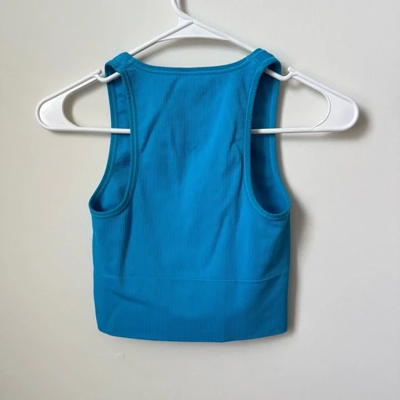 Athleta Aurora Seamless Crop Ribbed Tank‎ Santorini Blue Size XS - Picture 3 of 7